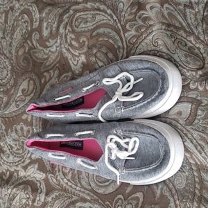 US Polo Assn shoes.  Gray with white stitching and laces. Size 10 womens.